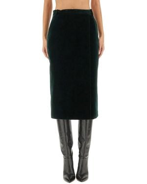 Saint Laurent Velvet Crossover Midi Skirt - Black