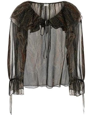 Saint Laurent Printed Silk Blend Blouse - Black