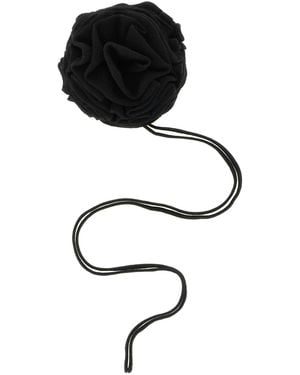 Nude Knitted Brooch With Lace - Black