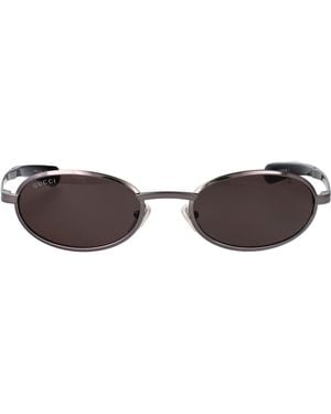 Gucci Ruthenium-Ruthenium- Metal Sunglasses - Brown