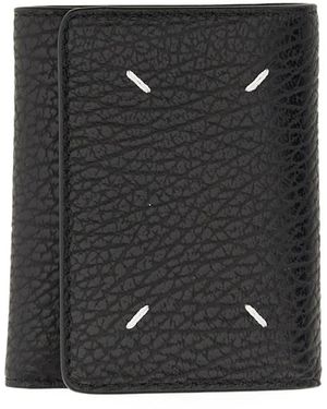 Maison Margiela Leather Wallet With Four Stitches - Black