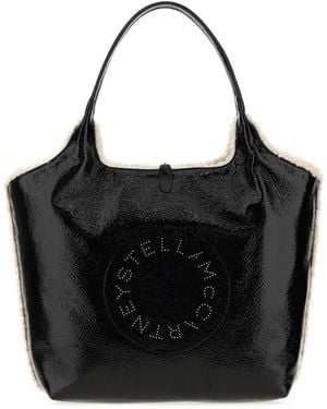 Stella McCartney Mini Reversible Logo Shopping Handbag - Black