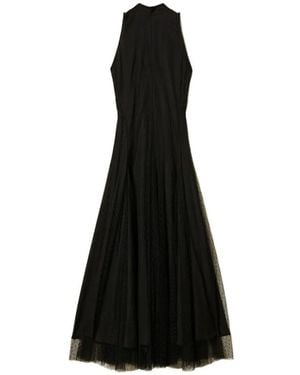 Twinset Sleeveless Maxi Dress With Tulle Overlay - Schwarz