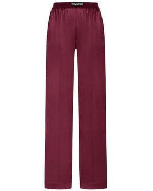 Tom Ford Wide-Leg Trousers With Satin Finish - Rot