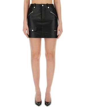 Moschino Skinny Fit Mini Skirt With Zippered Pockets - Schwarz