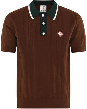 CASABLANCA Oversized Mini Cable Polo - Braun