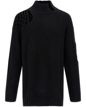 Yohji Yamamoto Macramé Insert Sweater - Blau