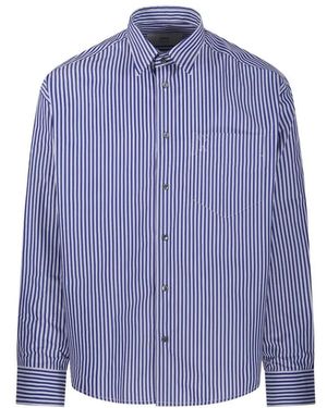 Ami Paris Embossed Tonal Striped Shirt With Button-Down Coll - Blau