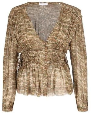 Isabel Marant "Advika" Draped Blouse – - Natur