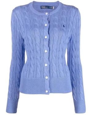 Polo Ralph Lauren Cable Knit Sweater With Button-Down Front - Blau