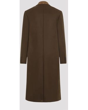 Amiri Wool Blend Double-Breasted Coat With Suede Collar - Braun