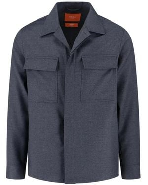 Cruna Structured Virgin Wool Shirt Jacket - Blau