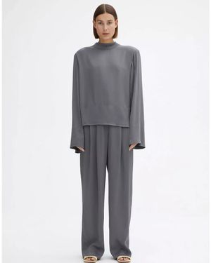 House of Dagmar Weite Satinhose, 2 Farben - Grau