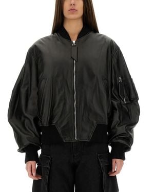 The Attico Leather Bomber Jacket - Schwarz