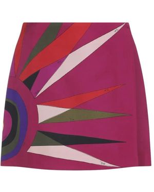 PUCCI Graphic Sunburst Mini Skirt With Elongated Triangu - Pink