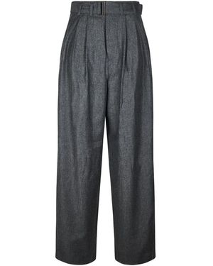 Soeur High-Waisted Wide-Leg Trousers - Grau