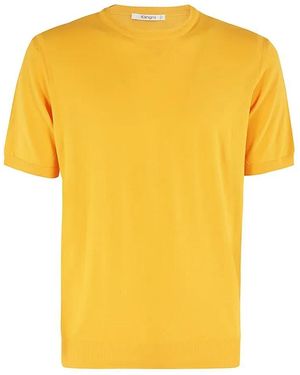 Kangra Pumpkin Color Shaved Cotton Knit T-Shirt - Gelb