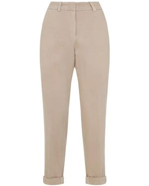 Peserico Cotton-Elastane Trousers With Tapered Fit - Natur