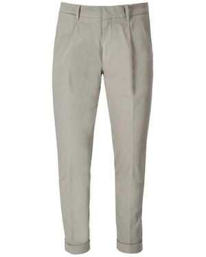 Cruna Light Slim Fit Pants With Front Pleats And Tu - Grau