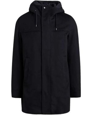 Herno Wool Cashmere Hooded Coat - Blau