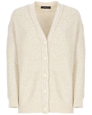 Fabiana Filippi Cotton Blend Cardigan With All-Over Paillett - Natur
