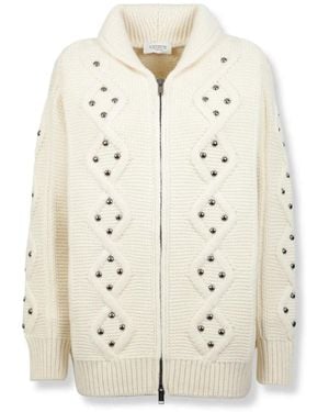 Laneus Textured Knit Jacket With Classic Silhouette - Weiß