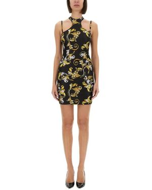 Versace Jeans Couture Mini Dress With "Outline Baroque" Print - Grün