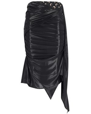 Marine Serre Asymmetrical Midi Skirt - Schwarz
