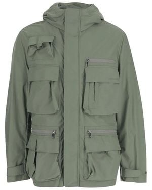 Woolrich Cotton Blend High-Necked Jacket With Multiple Pock - Grün