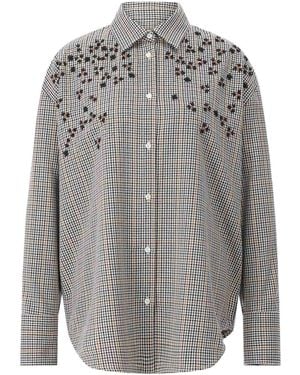 MSGM Karierte Hemdbluse Mit Schmuckdetails - Grau