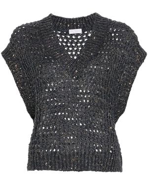 Brunello Cucinelli Knitted Top - Schwarz