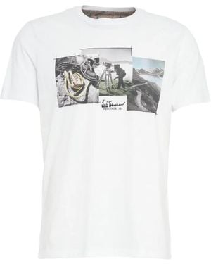 Luis Trenker Luluis Printed Cotton T-Shirt With Ribbed Collar - Weiß