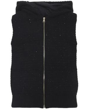 Fabiana Filippi Textured Knit Vest With Sequins And Hood - Schwarz
