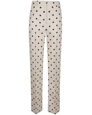 Valentino High-Waisted Cream Trousers With Large Polka - Weiß