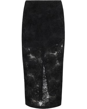 ROTATE BIRGER CHRISTENSEN Flower Mesh Pencil Skirt - Schwarz