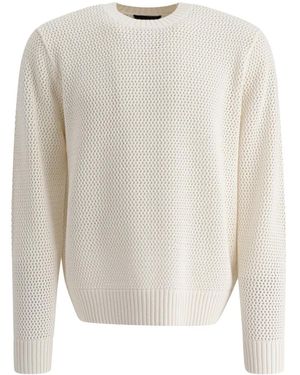 Vince Perforated Crew Neck Sweater - Weiß