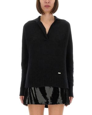 Tom Ford Cashmere And Silk Long Sleeve Polo Shirt - Schwarz