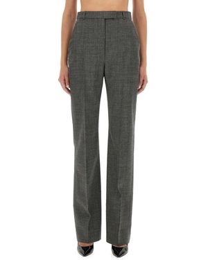 McQueen Straight-Leg Tailored Pants With Subtle Check Patt - Grau