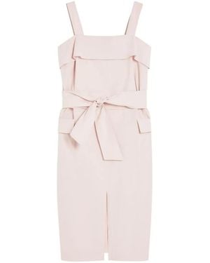 Max Mara Fitted Dress With Ruffled Overlay - Pink