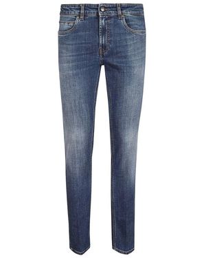 Fay Slim Fit Faded Wash Denim Jeans - Blau