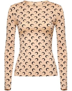 Marine Serre Langarmshirt Mit Mond-Print - Braun