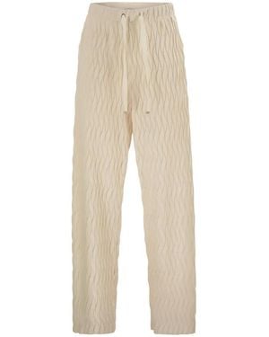 Herno Trousers With Crumpled Effect And Wavy Pattern - Natur