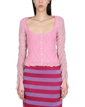Cormio Ruffled Sleeves Cardigan - Pink