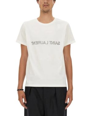 Saint Laurent T-Shirt With Reverse Logo - Weiß