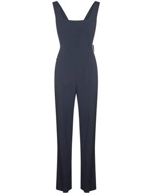 Alberta Ferretti Elegant Fitted Dress With Square Neckline - Blau