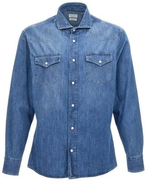 Brunello Cucinelli Classic Denim Shirt - Blau