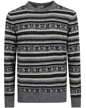 Ballantyne Fair Isle Pattern Wool Blend Sweater - Grau