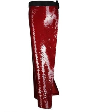 Maria Calderara Maxi Side Slit Sequin Skirt With Taffeta Band - Rot