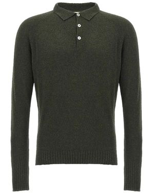 Ma'ry'ya Bouclé Cotton Polo Shirt - Grün