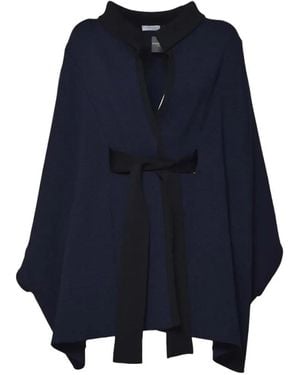 Charlott Cape-Style Jacket With Bow Detail - Blau